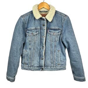 Levis Levi Strauss Sherpa Lined Jean Jacket Size M Denim Trucker